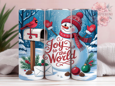 Joyful Snowman Christmas Tumbler, Joy To The World Wrap, Christmas Snowman Sublimation, 20oz Holiday Tumbler, Festive Kitchen Art, Seasonal Snowman Mug, Whimsical Christmas Cup Sublimation Li Zamperini 