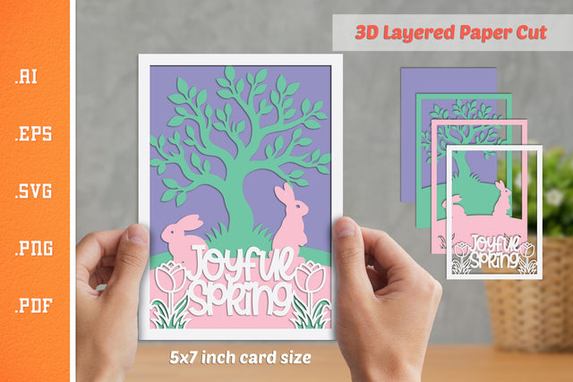 Joyful Spring - 3D Layered Paper Cut SVG SVG Slim Studio 