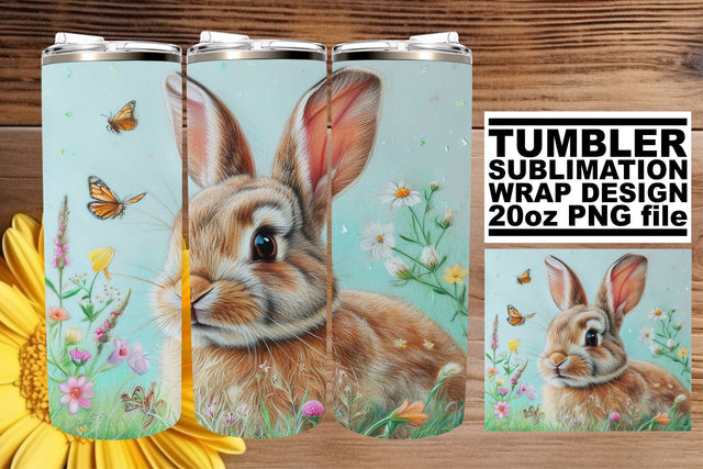 Joyful Tumbler Decor with Bunnies Sublimation afrosvg 