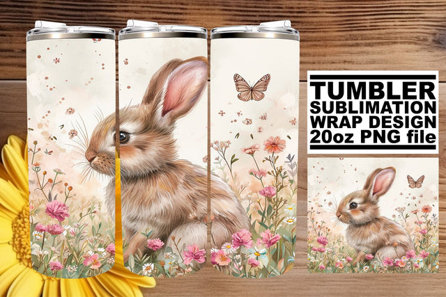 Joyful Tumbler Decor with Bunnies Sublimation afrosvg 