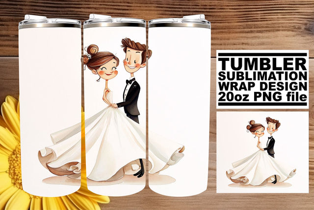 Joyful Watercolor Wedding Tumbler: Everlasting Love 20oz Blend Sublimation afrosvg 