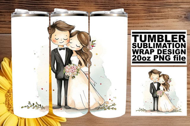 Joyful Watercolor Wedding Tumbler Wrap: Endearing Love 20oz Sublimation afrosvg 