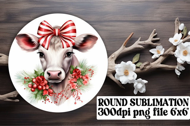Joyful Winter Cows - Christmas Sublimation Circle Art Sublimation afrosvg 