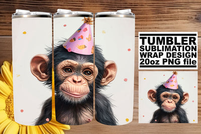 Joyful Zoo Celebration: Watercolor Tumbler Wrap Sublimation afrosvg 