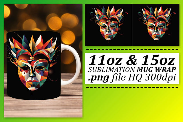Joyous Carnival Vibes: Mardi Gras Holiday Mug Wrap Sublimation afrosvg 