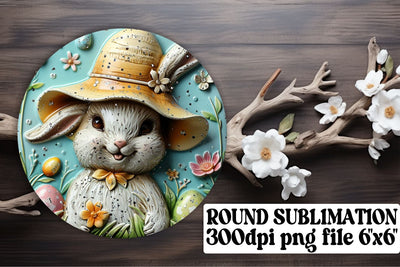 Joyous Easter Bunny Sublimation Trio - Circle, Keychain, Coaster Sublimation afrosvg 