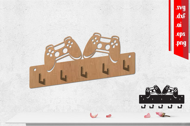 Joystick Wall Hanger, Joystick clothes hanger, Wooden Key Holder, Coat Rack SVG zafrans studio 