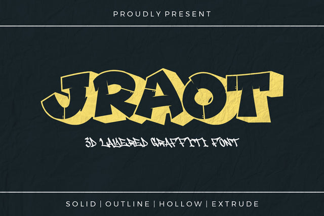 Jraot – 3D decorative Layered Graffiti Font Font Mozzatype 