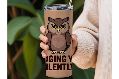 Judging Owl 20oz Tumbler Wrap Sublimation DesignSVG 