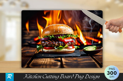 Juicy Grilled Beef Burger Cutting Board Sublimation Regulrcrative 