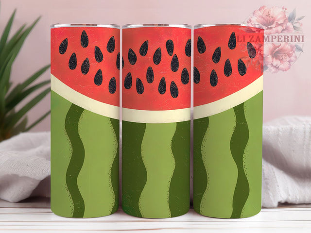 Juicy Pink Green Watermelon Tumbler Wrap, Summer Tumbler Design, Fruit Pattern Sublimation, 20oz Seamless Template, Custom Watermelon Cup, Pink Green Tumbler Wrap Sublimation Li Zamperini 