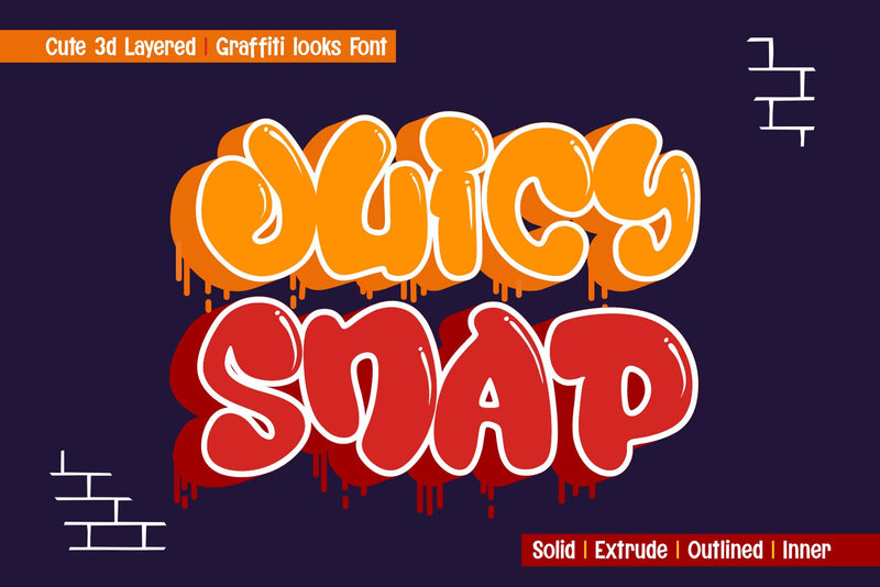 Juicy Snap - Cute and Chubby 3d Layered Graffiti Letter Font Mozzatype 