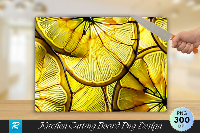 Juicy Yellow Lemon Stained Glass Cutting Board Sublimation Regulrcrative 