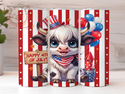 July 4th Calf Joy 20oz Tumbler, July 4th, Patriotic Theme, Calf Motif, Whimsical Charm, Animal Pattern, Skinny Tumbler, Sublimation PNG Sublimation Lara' s Designs 