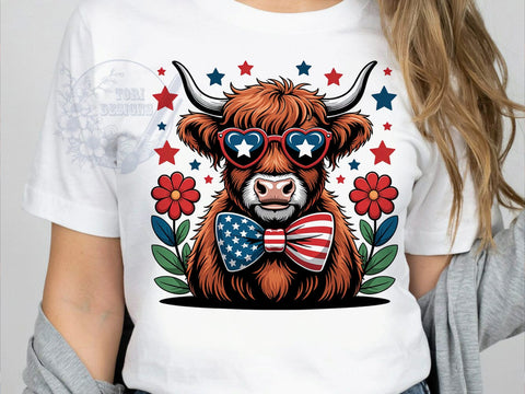 July 4th Cow Calf T-Shirt PNG, Cow Calf, Patriotic Style, Red White Blue, Farm Life, Sublimation PNG, Statement Shirt, Holiday Vibes Sublimation ToriDesigns 