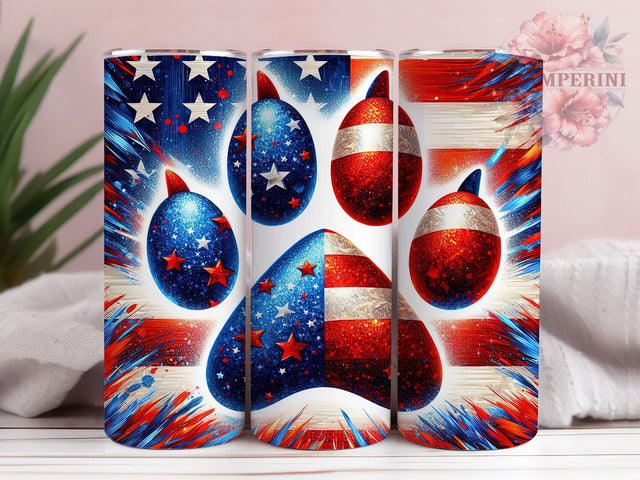 July 4th Patriotic Pet Tumbler Wrap, July 4th Paws, American Dog Gift, USA Pet Theme, Sublimation Template, 20oz Tumbler Wrap, Pet Flag Design Sublimation Li Zamperini 