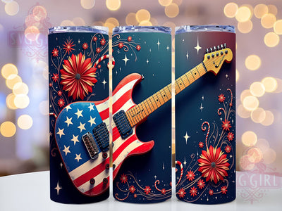 July 4th Tumbler, Guitar Design, Country Music Gift, Sublimation PNG, 20oz Tumbler Design, Independence Day Decor, Music Lover Gift, American Flag Tumbler Sublimation SvggirlplusArt 