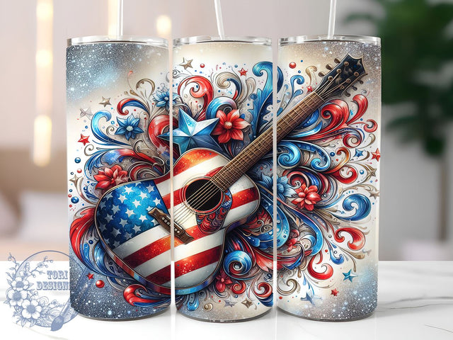 July 4th Tumbler, Guitar Sublimation, Country Music Design, 4th of July Gift, Americana Tumbler, Music Lover Gift, Sublimation PNG, Summer BBQ Decor Sublimation ToriDesigns 