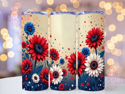 July 4th Tumbler, Sunflower Tumbler Wrap, Patriotic Sunflowers Design, 20oz Tumbler PNG, Red White Blue Decor, Independence Day Gift, Summer Tumbler Design, Floral Sublimation Gift Sublimation SvggirlplusArt 