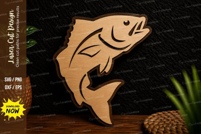 Jumping Bass Fish Laser Cut Svg Design SVG Regulrcrative 