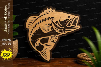 Jumping Bass Fish Wildlife Laser Cut SVG File SVG Regulrcrative 
