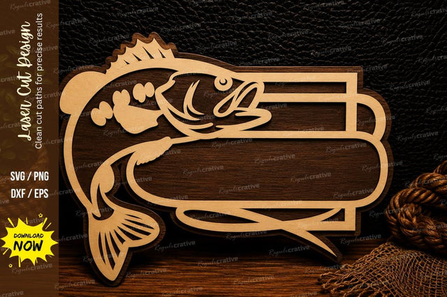 Jumping Bass Oval Frame Laser Cut SVG Design SVG Regulrcrative 