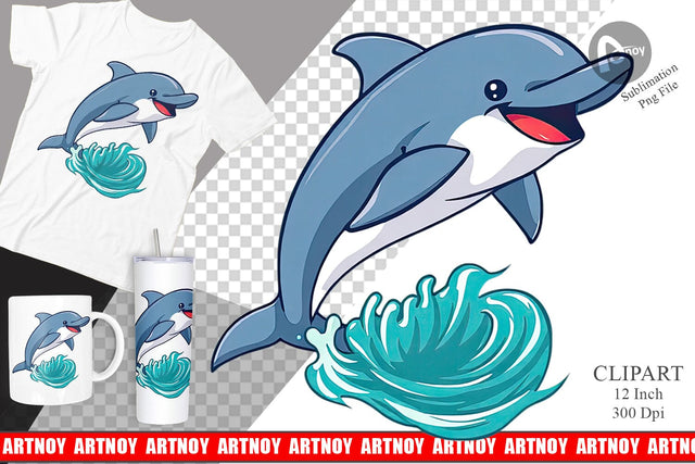 Jumping Dolphin Clipart Sublimation artnoy 