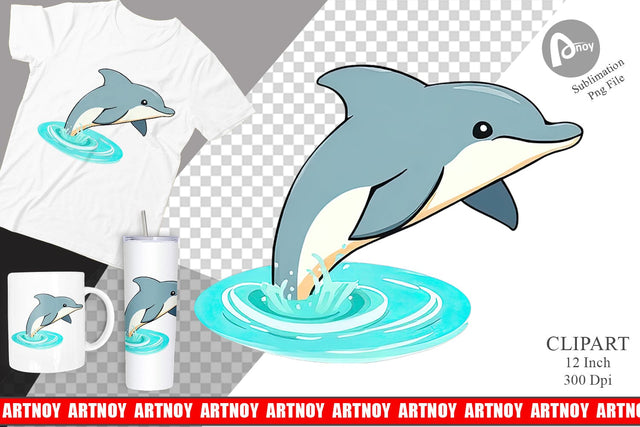 Jumping Dolphin Clipart Sublimation artnoy 
