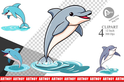 Jumping Dolphin Clipart Sublimation artnoy 