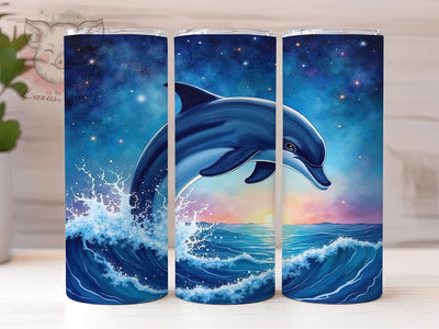 Jumping Dolphin Ocean 20oz Tumbler, Dolphin Tumbler, Jumping Dolphin, Ocean Design, Sublimation Wrap, 20oz Tumbler, Marine Life Gifts, Sea Animal Decor Sublimation Lara' s Designs 