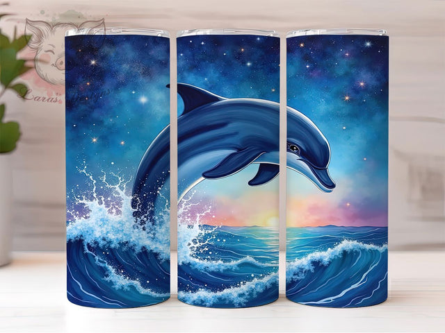 Jumping Dolphin Ocean 20oz Tumbler, Dolphin Tumbler, Jumping Dolphin, Ocean Design, Sublimation Wrap, 20oz Tumbler, Marine Life Gifts, Sea Animal Decor Sublimation Lara' s Designs 