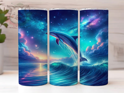 Jumping Dolphin Ocean 20oz Tumbler, Dolphin Tumbler, Jumping Dolphin, Ocean Design, Sublimation Wrap, 20oz Tumbler, Marine Life Gifts, Sea Animal Decor Sublimation Lara' s Designs 