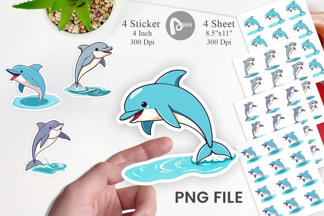 Jumping Dolphin Sticker Sublimation artnoy 