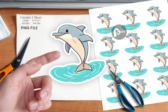 Jumping Dolphin Sticker Sublimation artnoy 