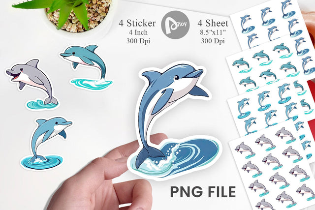 Jumping Dolphin Sticker Sublimation artnoy 
