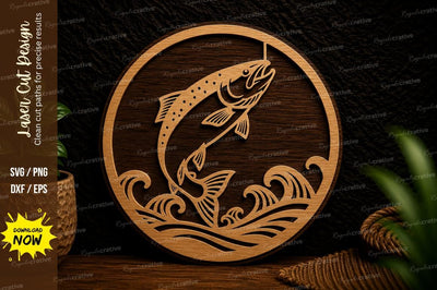 Jumping Fish Laser Cut Svg Design SVG Regulrcrative 