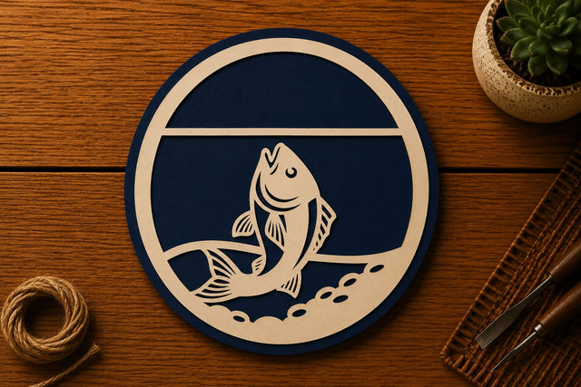 Jumping Fish Nature Scene Laser Cut SVG File SVG Regulrcrative 