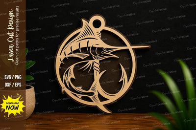 Jumping Fish Round Ornament Laser Cut SVG File SVG Regulrcrative 