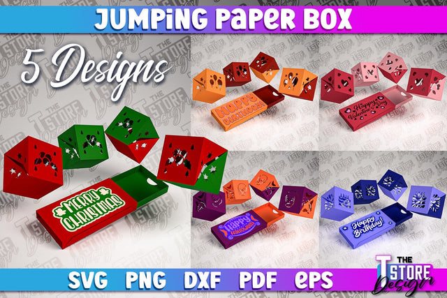 Jumping Paper Box SVG Design | Pop Up Paper Box | SVG File SVG The T Store Design 