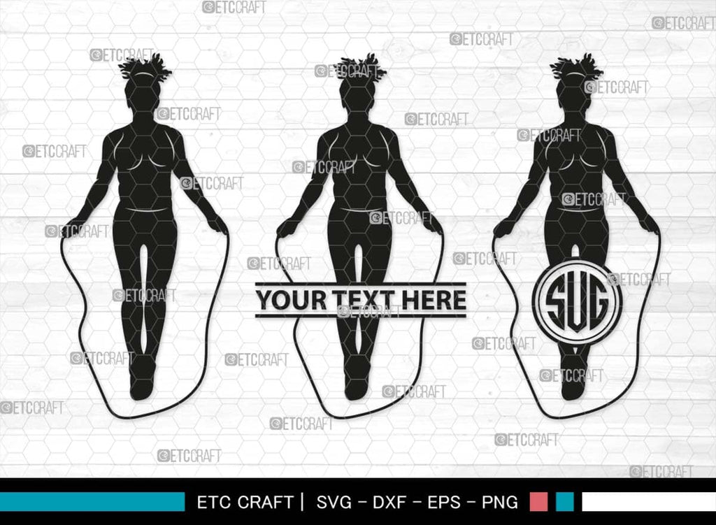 Jumping Rope Monogram, Jumping Rope Silhouette, Rope SVG, Skipping ...