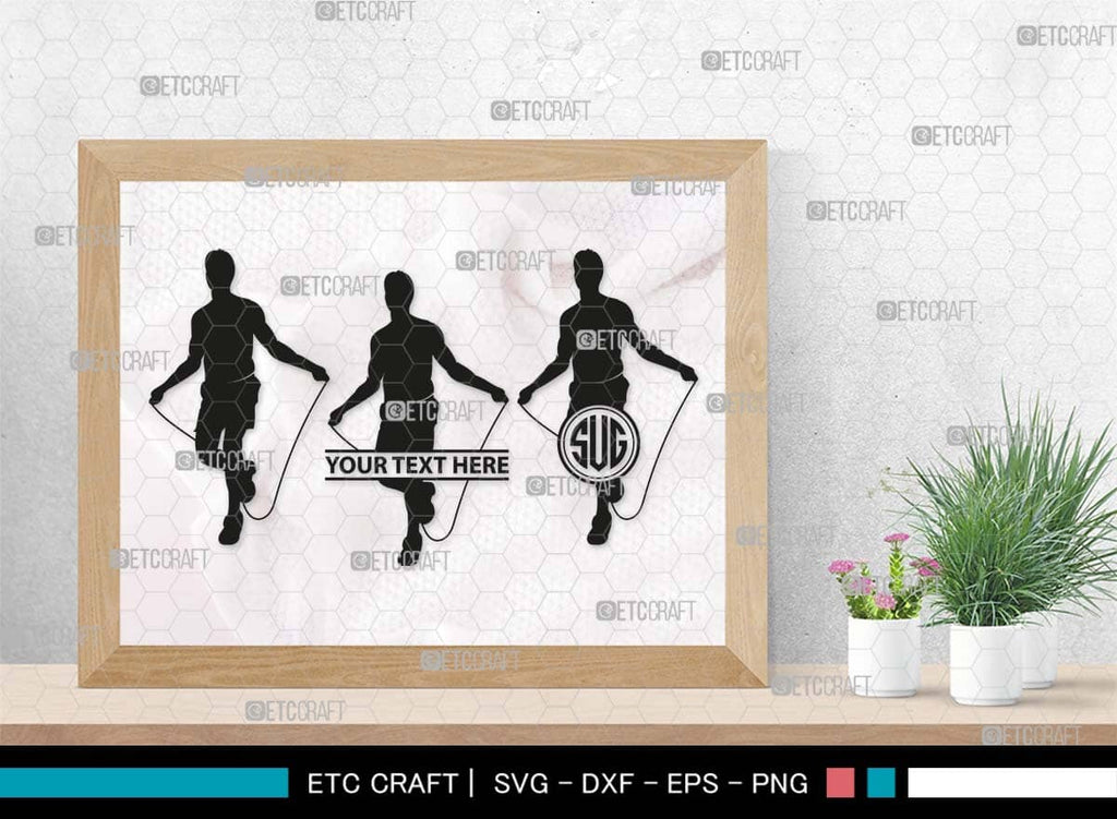 Jumping Rope Monogram, Jumping Rope Silhouette, Rope SVG, Skipping ...