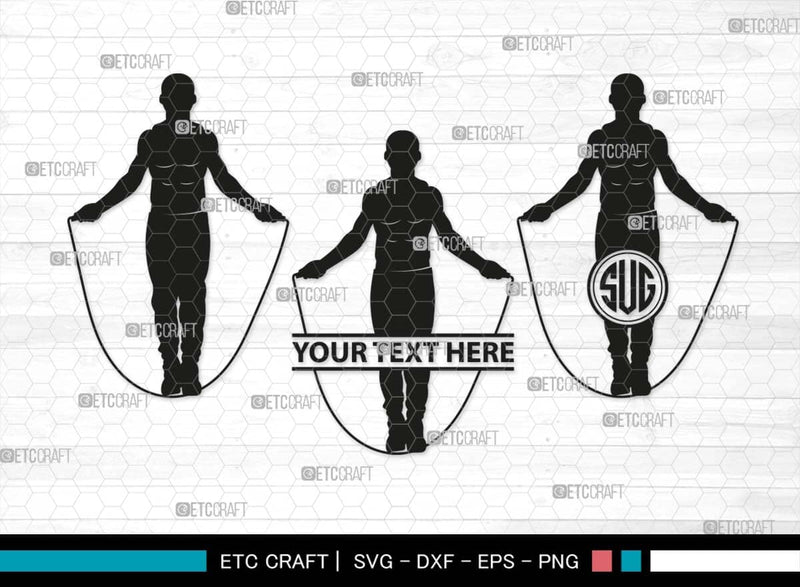 Jump Rope Svg Jumping Rope Monogram, Jumping Rope Silhouette, Rope SVG, Skipping ...
