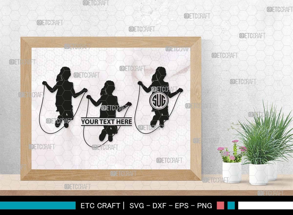 Jumping Rope Monogram, Jumping Rope Silhouette, Rope SVG, Skipping ...