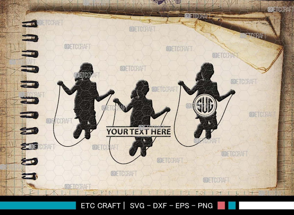 Jumping Rope Monogram, Jumping Rope Silhouette, Rope SVG, Skipping ...