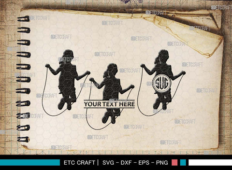 Jumping Rope Monogram, Jumping Rope Silhouette, Rope SVG, Skipping ...