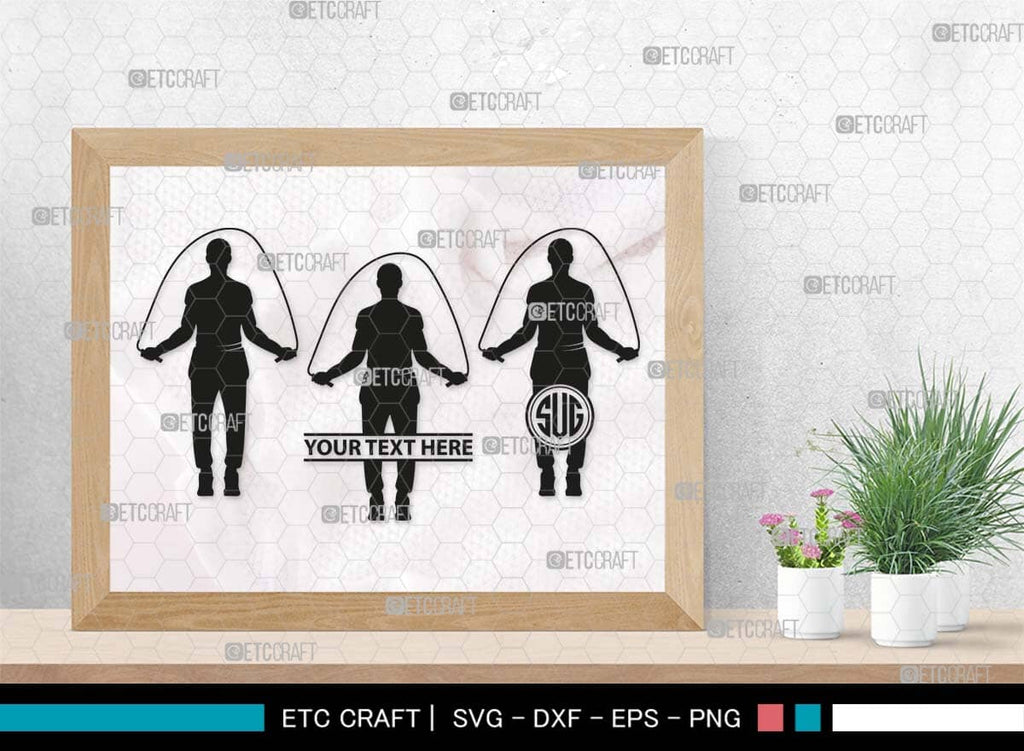 Jumping Rope Monogram, Jumping Rope Silhouette, Rope SVG, Skipping ...