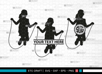 Jumping Rope Monogram, Jumping Rope Silhouette, Rope SVG, Skipping Player Svg, Jump Rope Svg, Rope Svg, Skipping Rope Svg, Girl skipping Svg, Rope Bundle, SB00577 SVG ETC Craft 