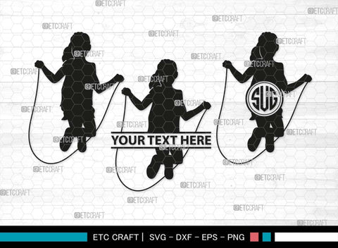 Jumping Rope Monogram, Jumping Rope Silhouette, Rope SVG, Skipping ...
