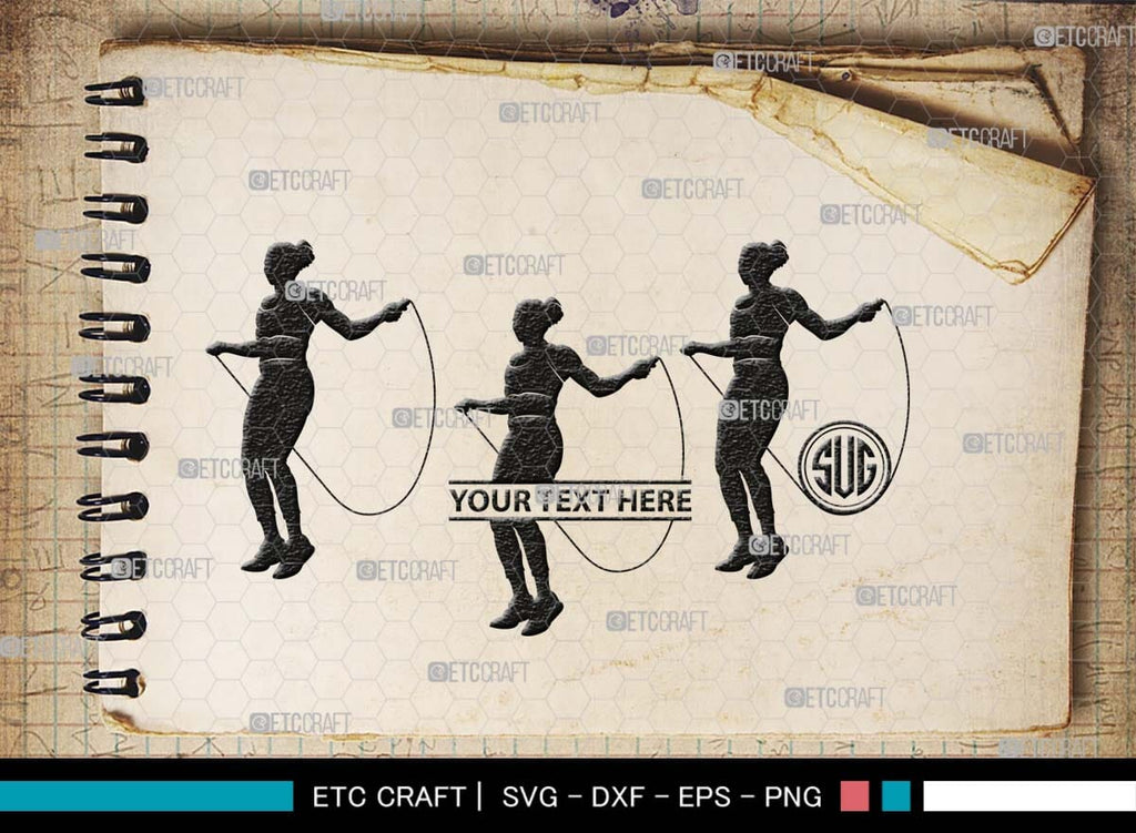 Jumping Rope Monogram, Jumping Rope Silhouette, Rope SVG, Skipping ...