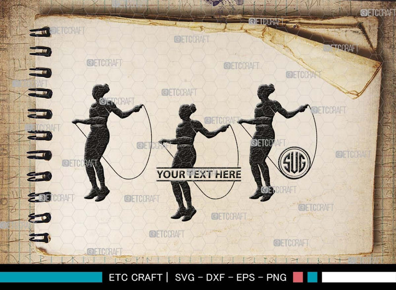 Jumping Rope Monogram, Jumping Rope Silhouette, Rope SVG, Skipping ...